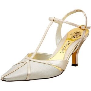 J. Renee Gold & Ivory Metallic Slingback Heels